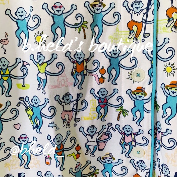 Roller Rabbit Palm Beach Monkey Polo Pajamas in Multi Monkey Size XXS New NWT - Picture 8 of 17